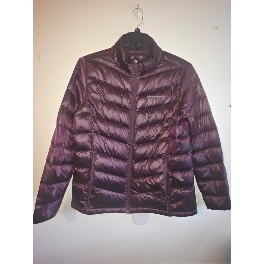 Eddie Bauer Womens Packable Down Jacket 650 Fill Puffer Plum Purple Large